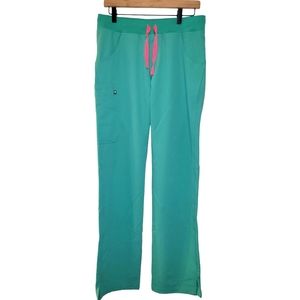 Figs Green Pants with Pink Drawstring